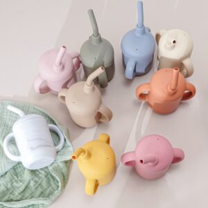 Copo de Silicone com Alças e Canudo Lateral para crianças