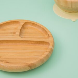 Loja Chiquititos Alimentação do Bebê Kit Introdução Alimentar Prato de Bambu com Prato, Tigela e Colher