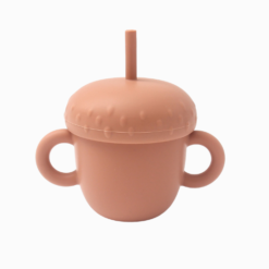 Copo de Silicone com Alças, Tampa e Canudo Nozes 200 mL