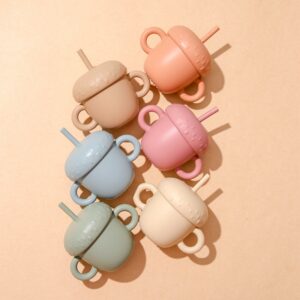 Loja Chiquititos Copo de Silicone com Alças, Tampa e Canudo Nozes 200 mL