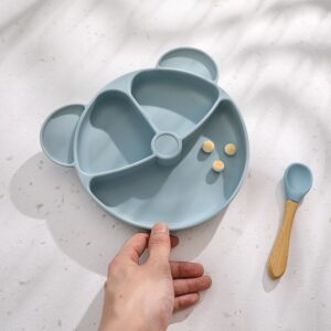 Prato de Silicone Com Ventosa de Sucção e Talheres Ursinho Pooh