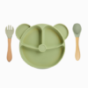 Prato de Silicone Com Ventosa de Sucção e Talheres Ursinho Pooh