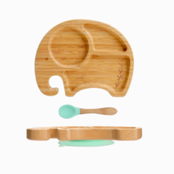 Kit Prato Bambu Elefante e Colher (2 peças)