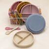 Loja Chiquititos Prato de Silicone Infantil Redondo com Divisórias e Ventosa e Kit Talheres