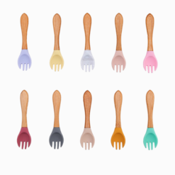 Garfo de Silicone com Cabo de Madeira