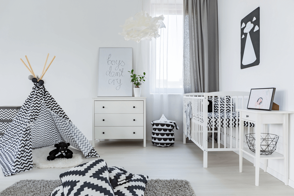 estilo escandinavo de decoração de quarto de bebê