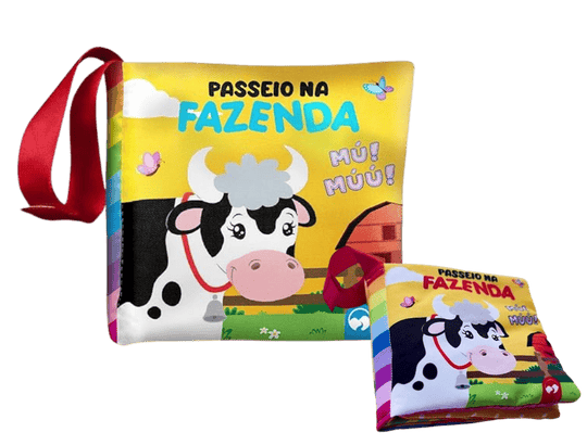 Imagem de um livrinho infantil de tecido chamado Passeio na Fazenda.