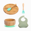 Introdução Alimentar Kit de Bambu com Babador de Silicone (5 peças)