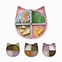 Prato de Silicone Gatinho com Compartimentos Removíveis