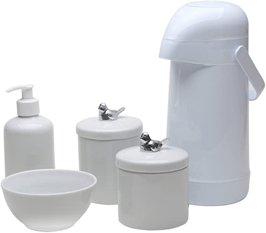 kit Potes, Garrafa, Molhadeira e Porta Álcool-Gel para bebê