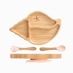 Kit Introdução Alimentar de Bambu Concha e Talheres (3 peças)