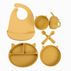 Kit Gatinho 7 Peças para Alimentação do Bebê