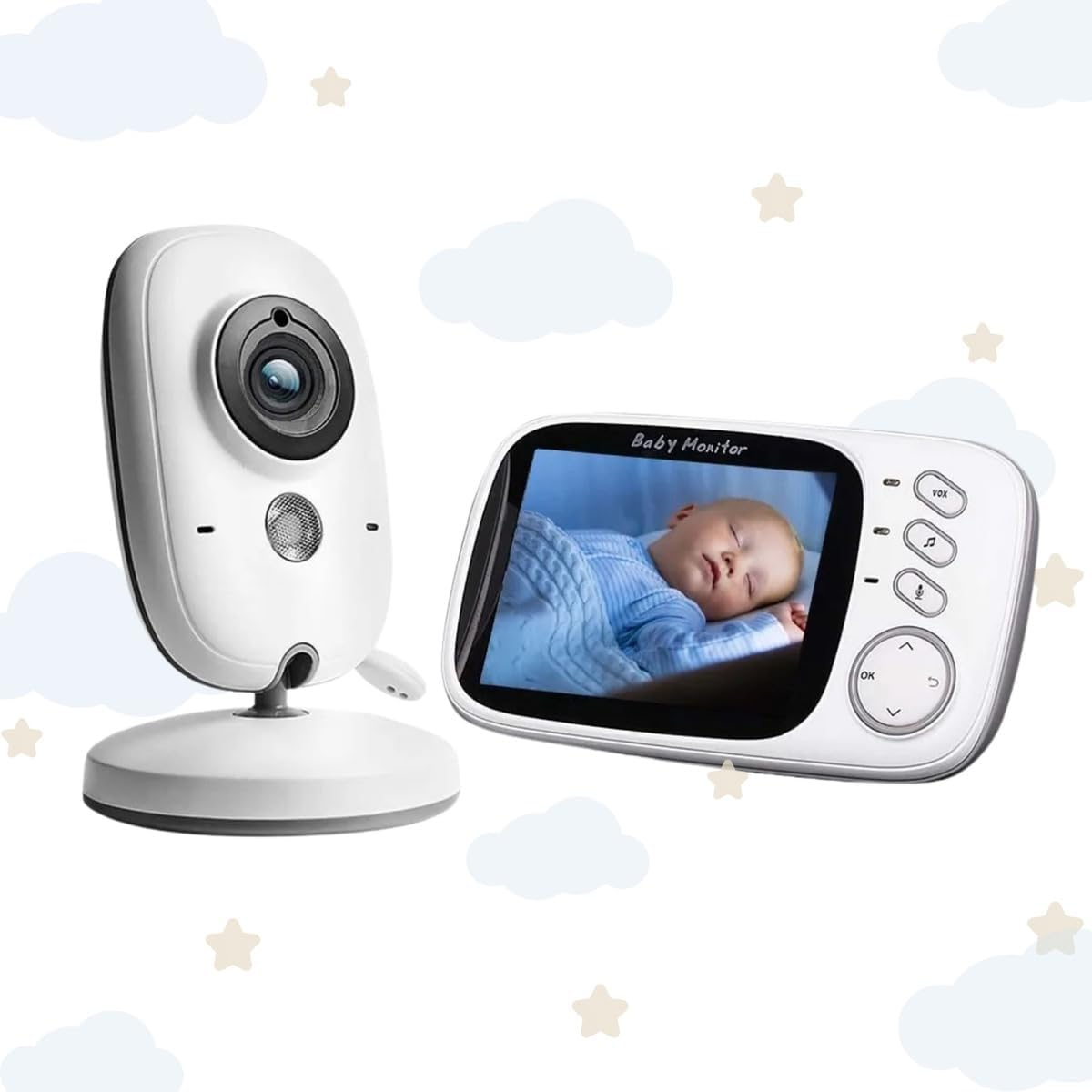 Babá Eletrônica com Câmera, Visão Noturna, Áudio Bidirecional, Detecção de Som, Canção de Ninar