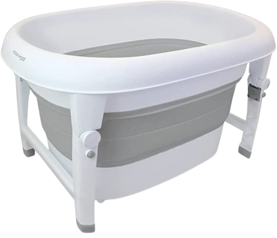 Banheira Portatil Dobravel Media - Cinza/Branco, Clingo