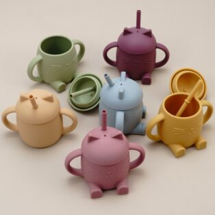 Copo Infantil de Silicone 250 mL Gatinho Sentado Loja Chiquititos 