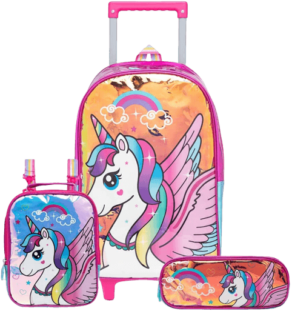 Kit Mochila Escolar Infantil para menina + Lancheira Térmica