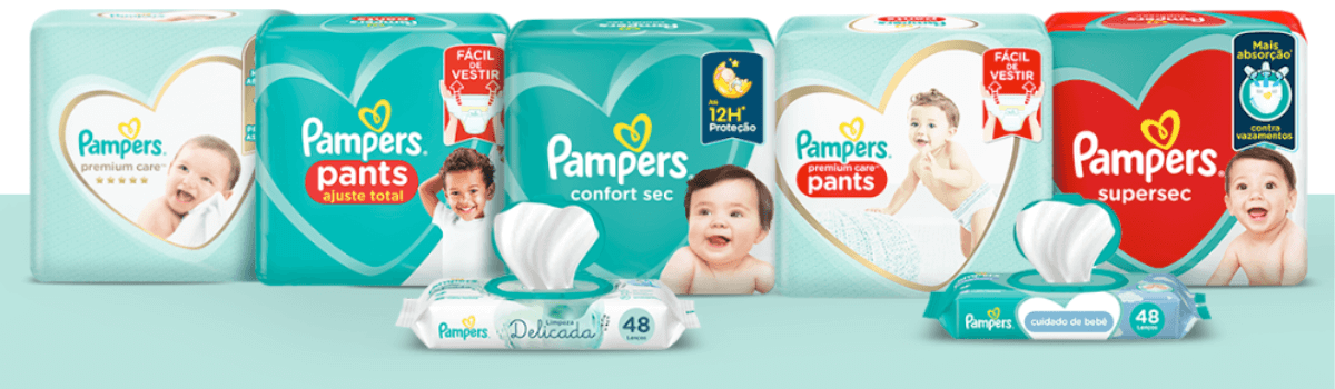 Fraldas pampers + lenços umedecidos