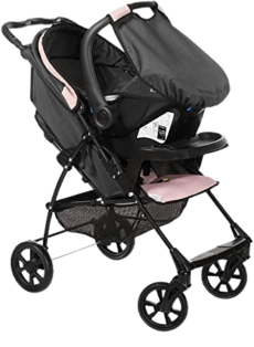 Carrinho de Bebê Galzerano Travel System Romano preto com rosa