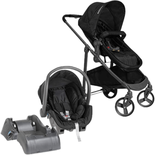 Carrinho de Bebê Travel System Galzerano Olympus com bebê conforto e base veicular na cor preta