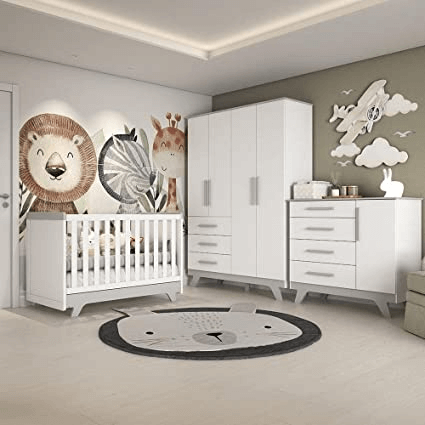 Quarto de Bebê Completo Madeira Madeira Jolie