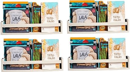 Estante de Livros infantis de Parede 04 Unidades de 60 cm de Comprimento