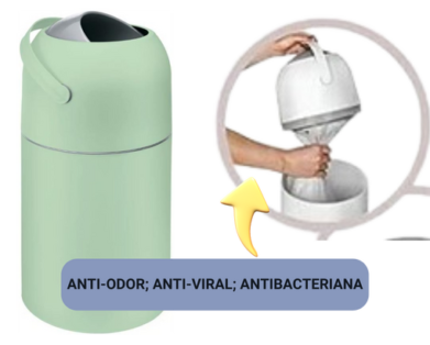 Lixeira Anti odor para Fraldas 3 em 1 Antibac