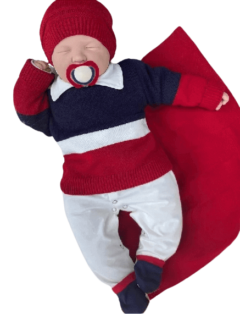 Saída De Maternidade Menino Em Tricô Vermelho