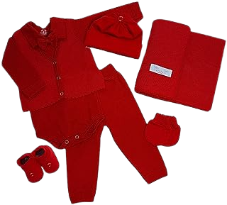 Saida Maternidade Completa Recem Nascido Menino Menina 7 Peças Sanches Baby (Vermelho Menino)