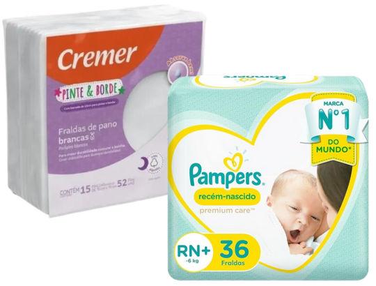 melhores presentes para recém-nascidos em fraldas de pano da marca cremer e descartáveis da marca pampers