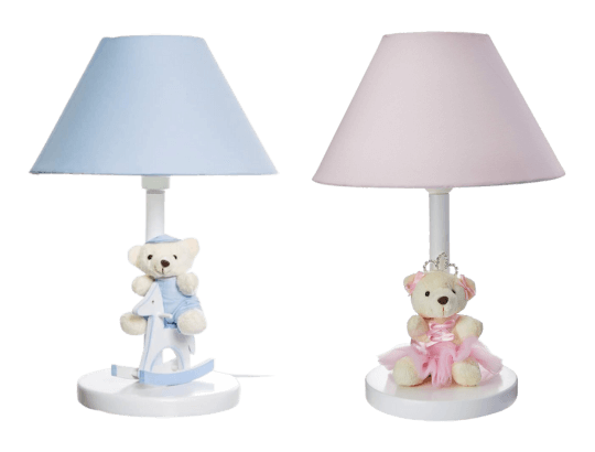 Abajur Infantil de Madeira Urso e Bailarina