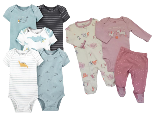 bodies e macacões da marca Carter's são os melhores presentes para recém-nascidos