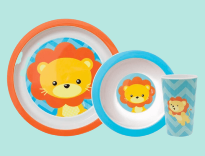 Kit Introdução Alimentar Bebê de Plástico - Kit Refeição Animal Fun Buba