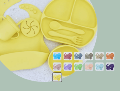 kit introdução alimentar silicone - Kit Carisma amarelo (7 peças) loja chiquititos
