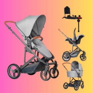 Carrinho Como 4 , Bebê Conforto , Moisés E Base Abc Design Cor Cinza-claro