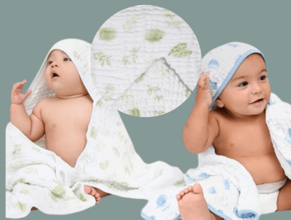 bebê envoltos em duas melhores toalhas de banho com capuz para bebês