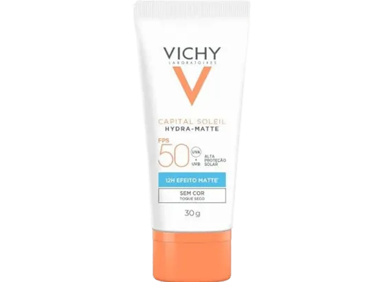 protetor solarVichy Capital Soleil Hydra-Matte Fps50-30G para cuidados com a pele na gravidez