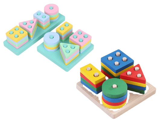 Brinquedo Montessori para Bebê Torre Geométrica Modelo BabyColors