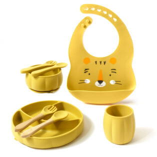 Kit Introdução Alimentar Silicone Encanto 8 peças amarelo