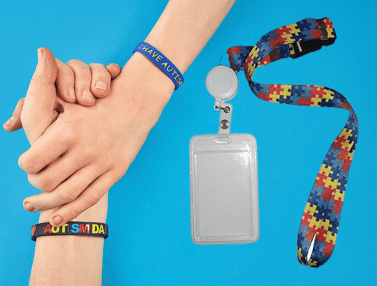 cordão de identificação e pulseiras para crianças com transtorno do espectro autista com blocos de montar montessori