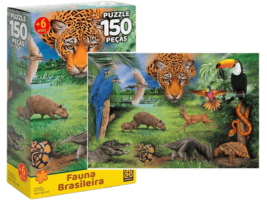 melhores Quebra-Cabeça Fauna Brasileira 150 peças Grow