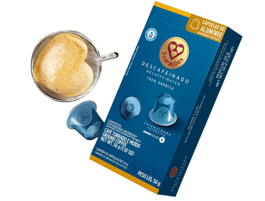 Cápsulas de Café Descafeinado, Compatíveis com Nespresso 3 Corações
