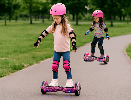 duas meninas andando de hoverboard no parque